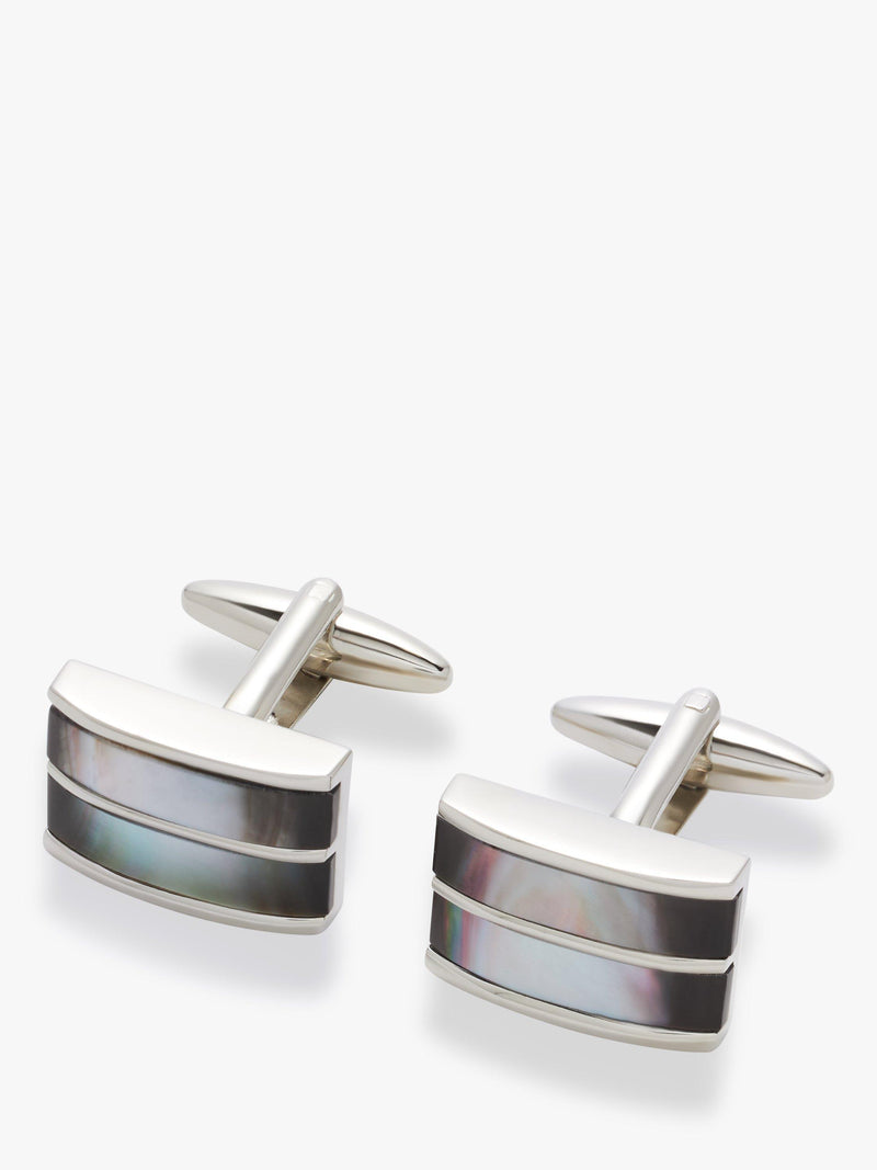 John Lewis double mother of pearl silver cufflinks, UK version
