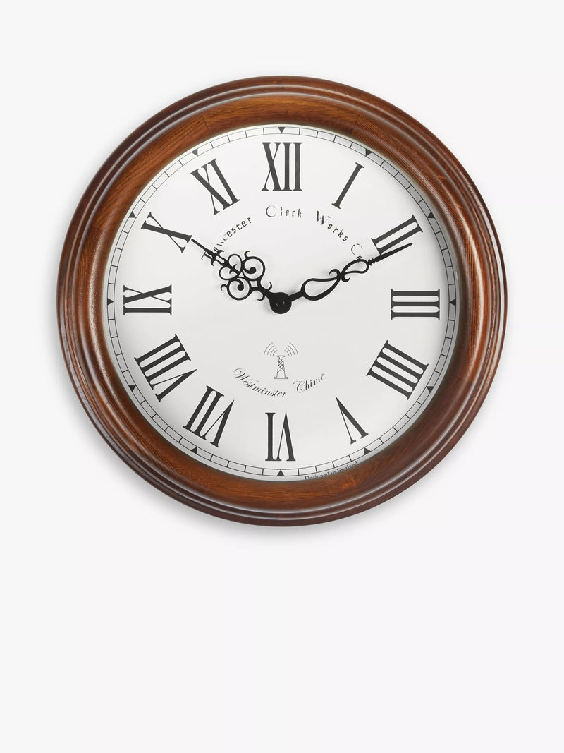 Acctim wooden wall clock with Roman numerals natural finish, UK version