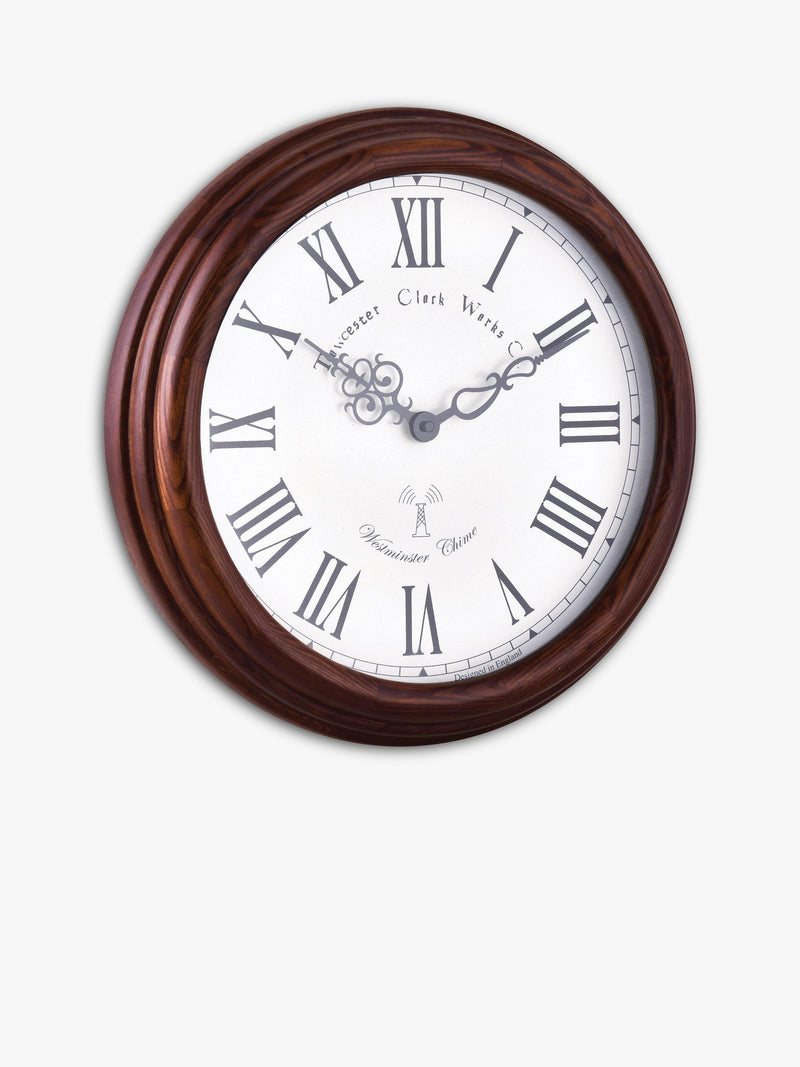 Acctim wooden wall clock with Roman numerals natural finish, UK version