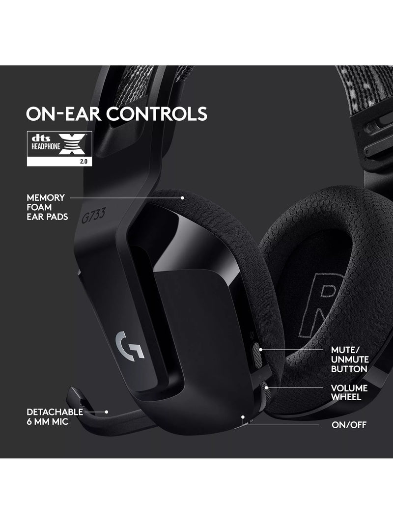 Logitech G733 Lightspeed Wireless Gaming Headset, Graphite