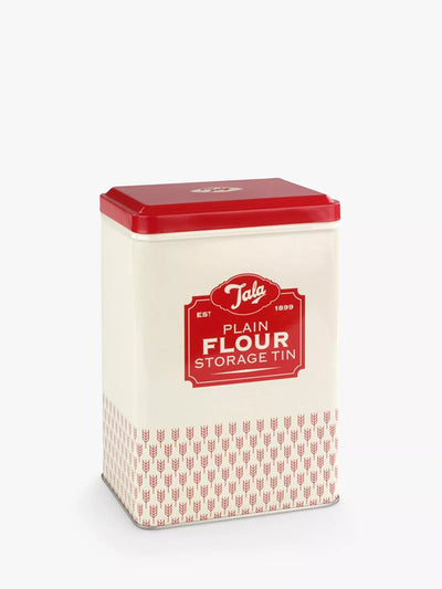 John Lewis Standard-Size Plain Flour Storage Tin in Red and Cream- Buy online at McGrocer