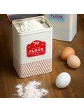 Red and cream Tala plain flour storage tin for standard flour bags (British brand)