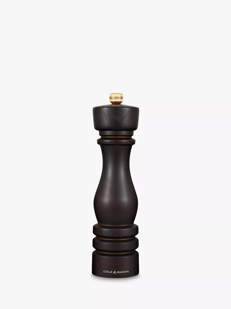 Cole & Mason beech wood salt mill 22cm chocolate, imported from the UK