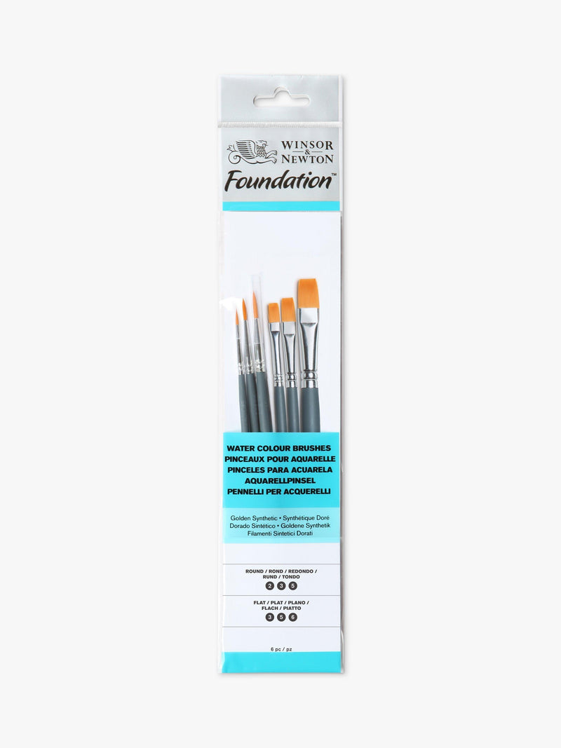 Winsor & Newton watercolour brushes set of 6 with round and flat shapes (British brand)