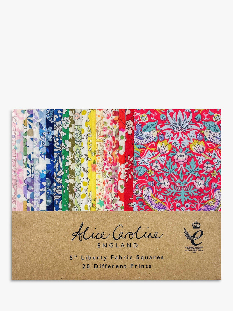 Alice Caroline fabric squares rainbow prints 12x12cm, imported from the UK