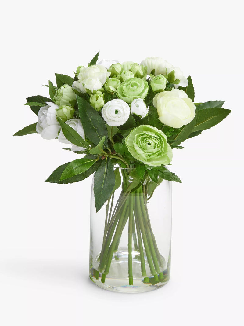 Floralsilk artificial white ranunculus bouquet 33cm (British brand)