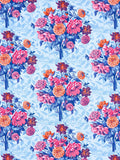 Harlequin Dahlia Bunch furnishing fabric Lapis Carn Spinel 139cm, imported from the UK
