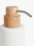 John Lewis sand effect soap dispenser in white with ash wood top, UK version