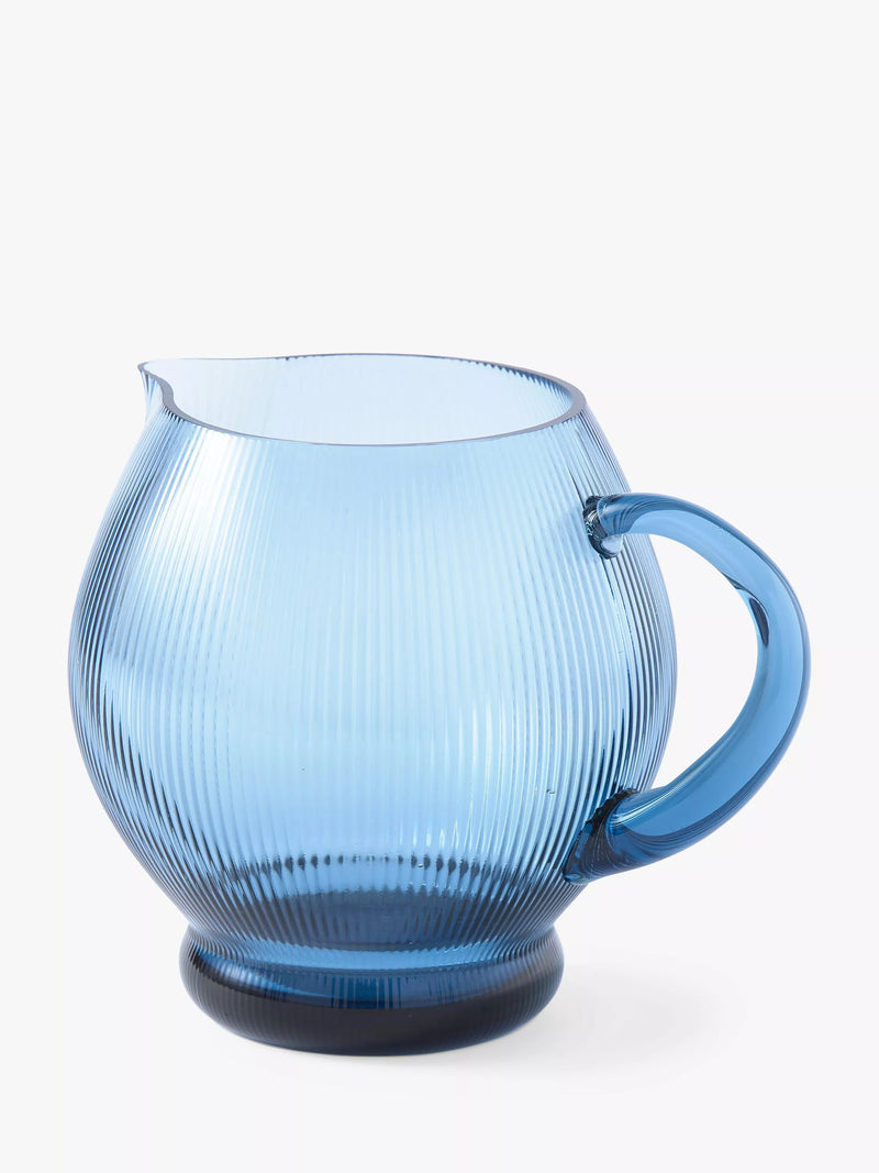 Pols potten Pum ribbed glass pitcher 2L blue, UK version