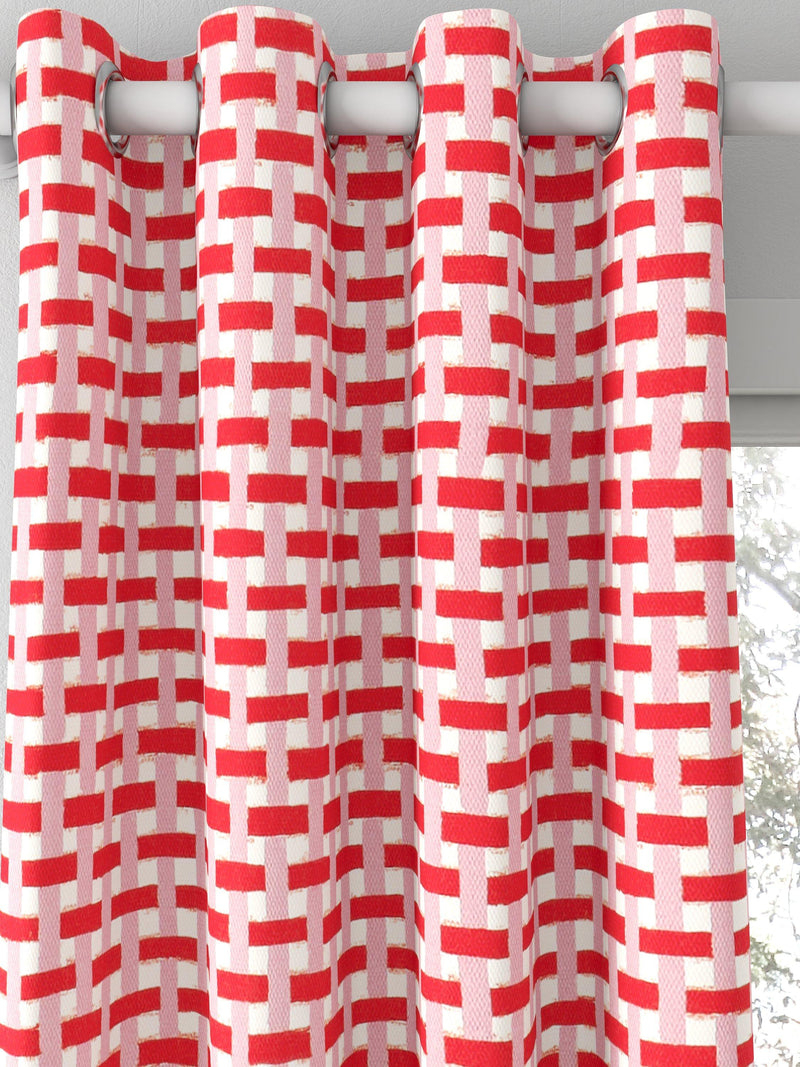 Harlequin basket weave fabric coral rose 139cm, imported from the UK