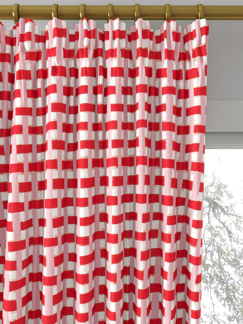 Harlequin basket weave fabric coral rose 139cm, imported from the UK