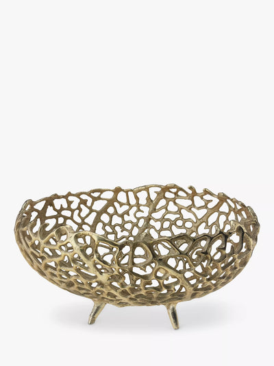 John Lewis Culinary Concepts Coral Footed Metal Basket Bowl, 19cm, Gold- Buy online at McGrocer