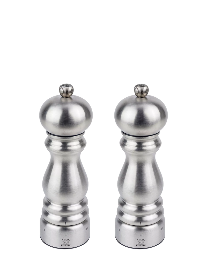 Peugeot Paris Chef salt and pepper mills 18cm silver, UK version