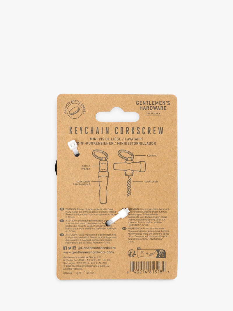 Gentlemen's Hardware keychain corkscrew, UK version