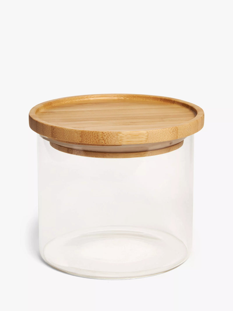 John Lewis glass storage jar with bamboo lid 450ml, imported from the UK