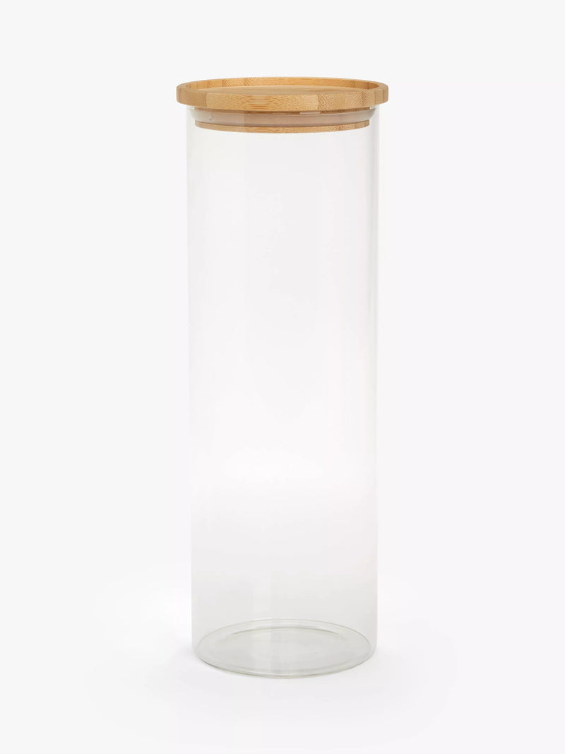 John Lewis tall glass storage jar with bamboo lid 1.6L - British product