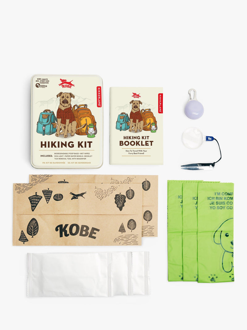 Kikkerland dog hiking kit with biodegradable poop bags and accessories, UK version
