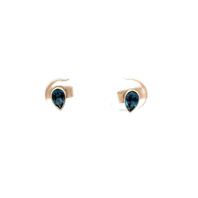 E.W Adams stud earrings pear cut topaz 9ct gold - British product