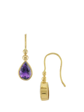 E.W Adams 9ct gold amethyst pear drop earrings - British product