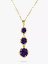 John Lewis E.W Adams 9ct Gold Graduating Round Amethyst Pendant Necklace, Gold/Purple- Buy online at McGrocer