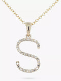 E.W Adams 9-karätiges Gold Diamant Initial Anhänger Halskette