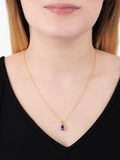 E.W Adams 9ct gold pear cut amethyst pendant necklace, imported from the UK