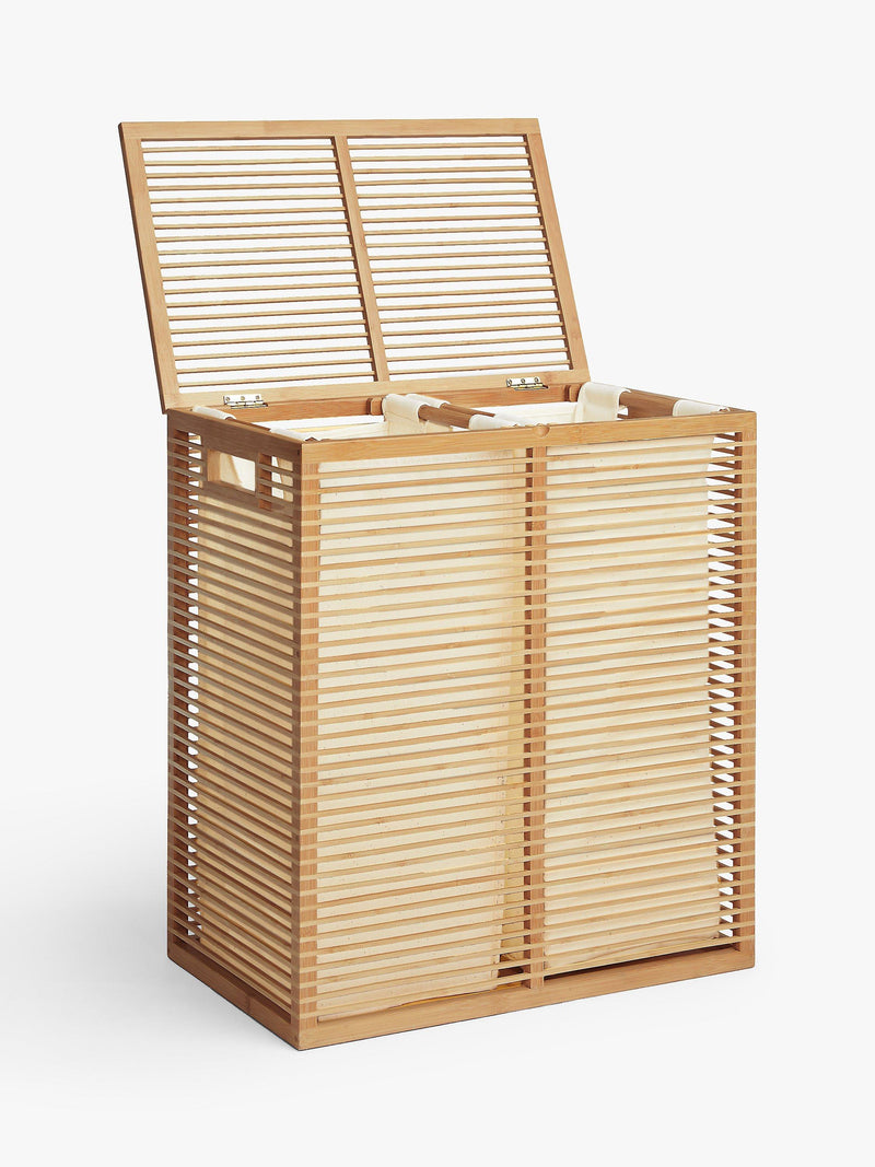 John Lewis bamboo double laundry basket natural (British brand)