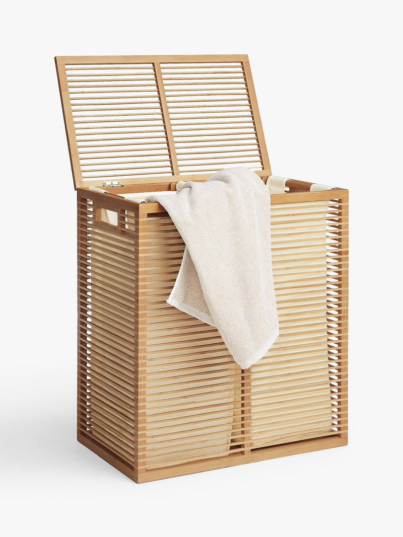 John Lewis bamboo double laundry basket natural (British brand)