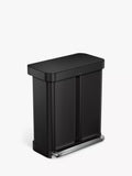 Simplehuman recycling pedal bin matte black steel 58L, imported from the UK