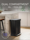 Simplehuman recycling pedal bin matte black steel 58L, imported from the UK