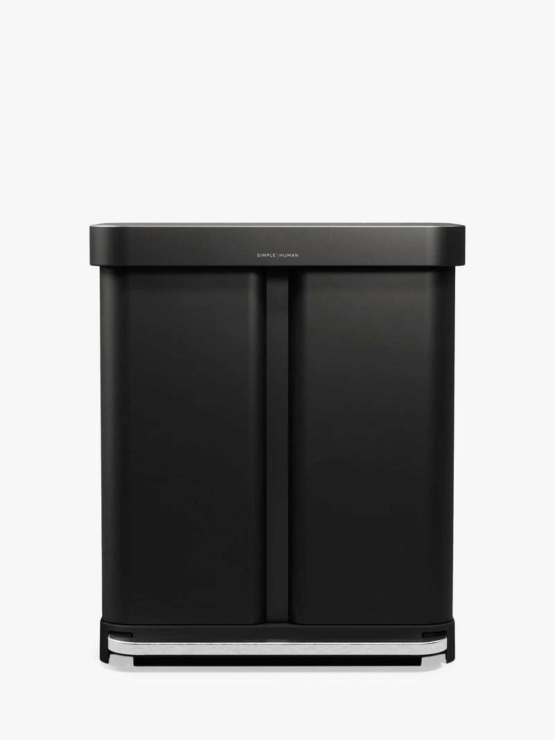 Simplehuman recycling pedal bin matte black steel 58L, imported from the UK