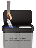 Simplehuman recycling pedal bin matte black steel 58L, imported from the UK