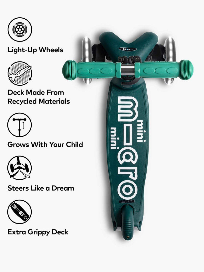 Micro Scooters Mini Eco Deluxe LED scooter green - British product