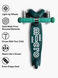 Micro Scooters Mini Eco Deluxe LED scooter green - British product