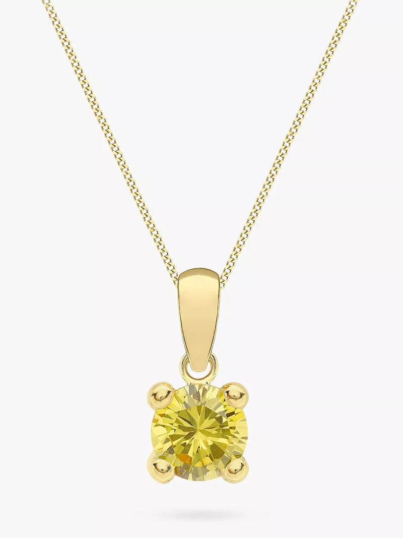 IBB 9ct Gelbgold Runder Zirkonia-Anhänger Halskette