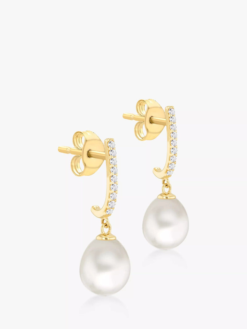 IBB 9ct gold pearl drop earrings - British product