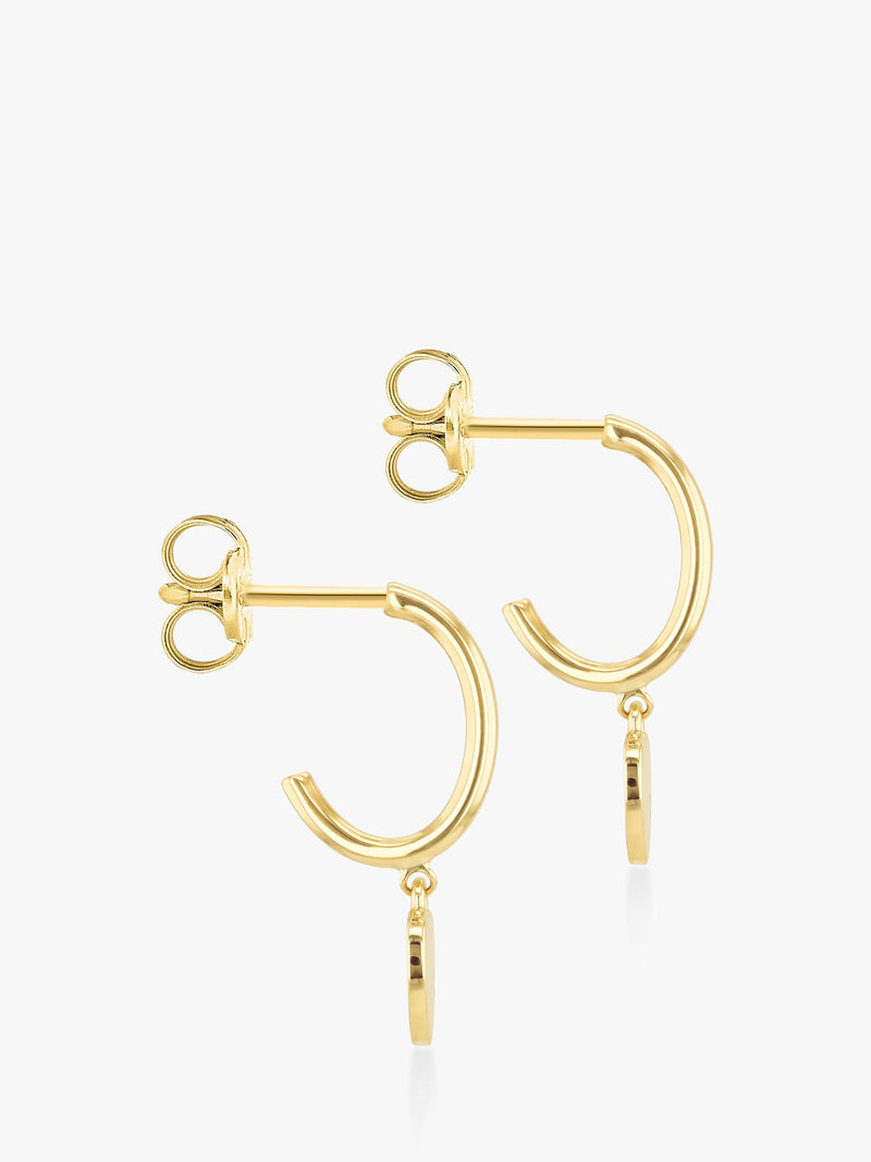 IBB 9ct gold heart charm hoop earrings - British product