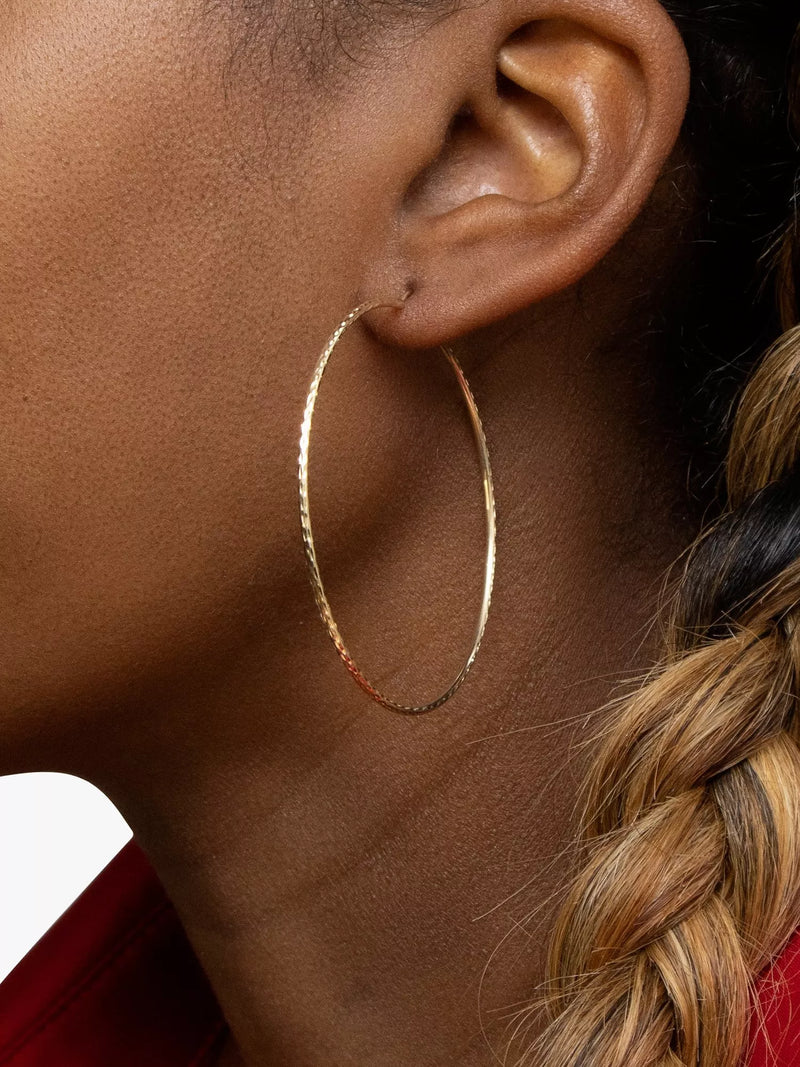 IBB 9ct textured hoop earrings gold - British product