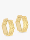 IBB 9ct gold hexagonal textured hoop earrings, imported from the UK