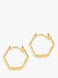 IBB 9ct gold hexagonal textured hoop earrings, imported from the UK