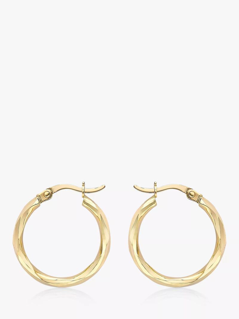 IBB 9ct gold creole hoop earrings 1.8cm (British brand)
