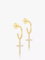 John Lewis IBB 9ct Yellow Gold Cubic Zirconia Cross Drop Earrings- Buy online at McGrocer