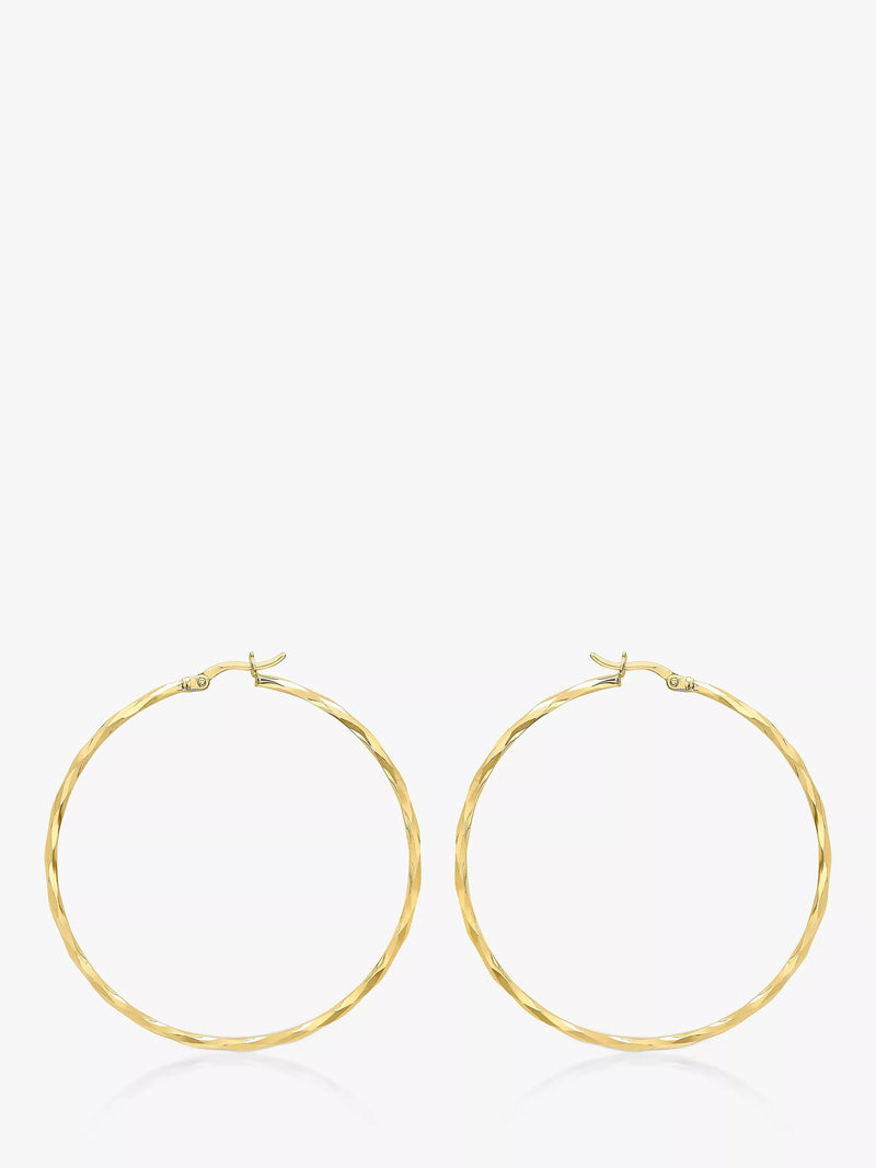 IBB large faceted hoop earrings 9ct gold - British product