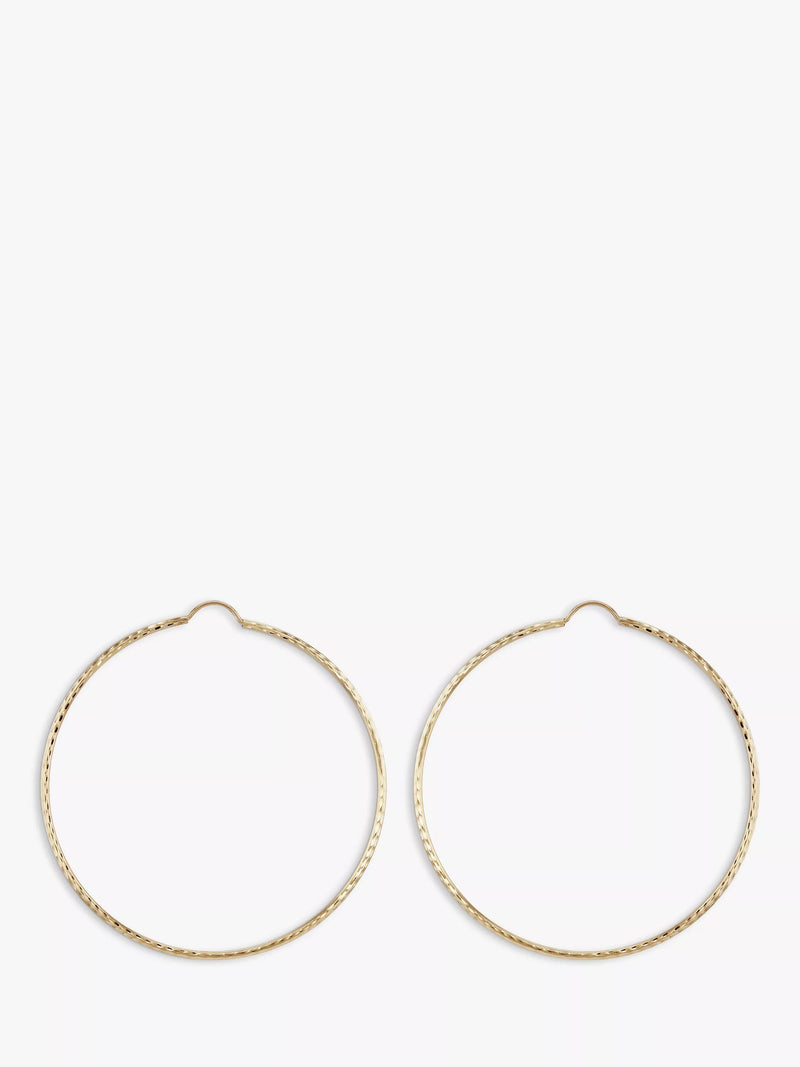 IBB 9ct gold textured slim hoop earrings - British product