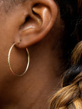 IBB 9ct gold textured slim hoop earrings - British product