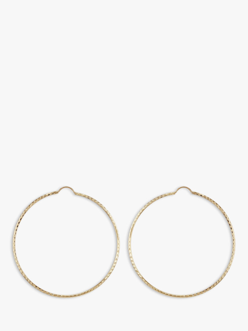 IBB 9ct gold textured slim hoop earrings - British product