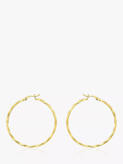 John Lewis IBB 9ct Gold Medium Faceted Hoop Earrings- Buy online at McGrocer
