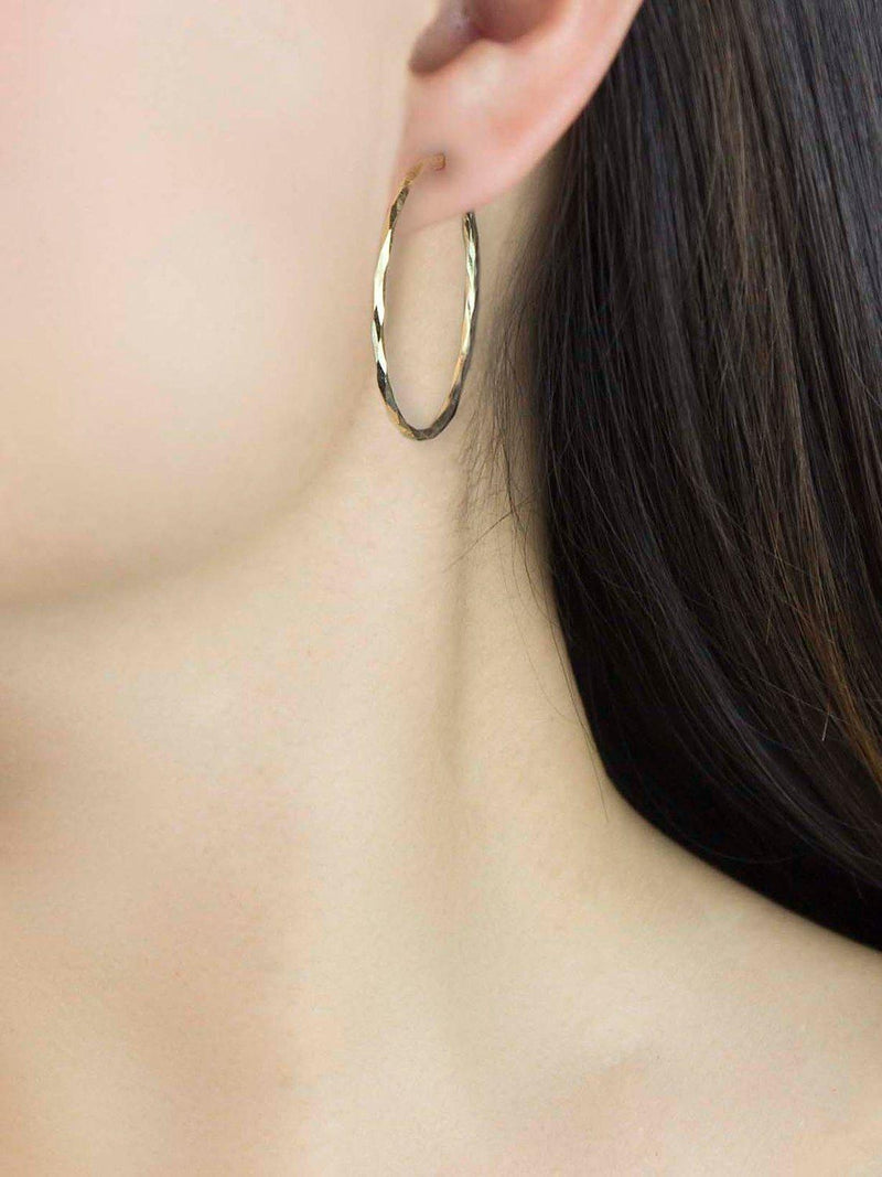 IBB 9ct gold faceted medium hoop earrings, UK version