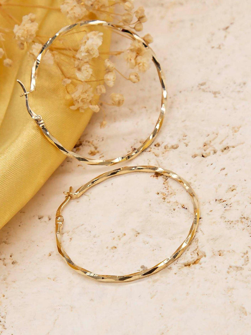 IBB 9ct gold faceted medium hoop earrings, UK version