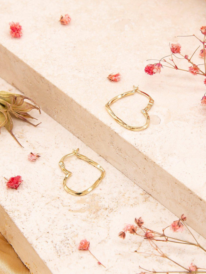 IBB 9ct gold heart hoop earrings, UK version